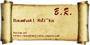 Baumhakl Réka névjegykártya
